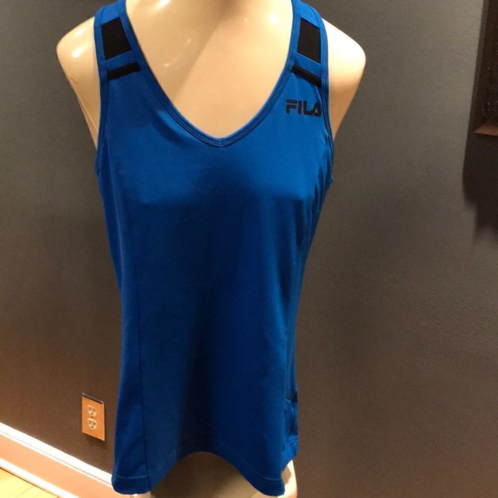 Fila royal blue stretch racerback workout tank, sm